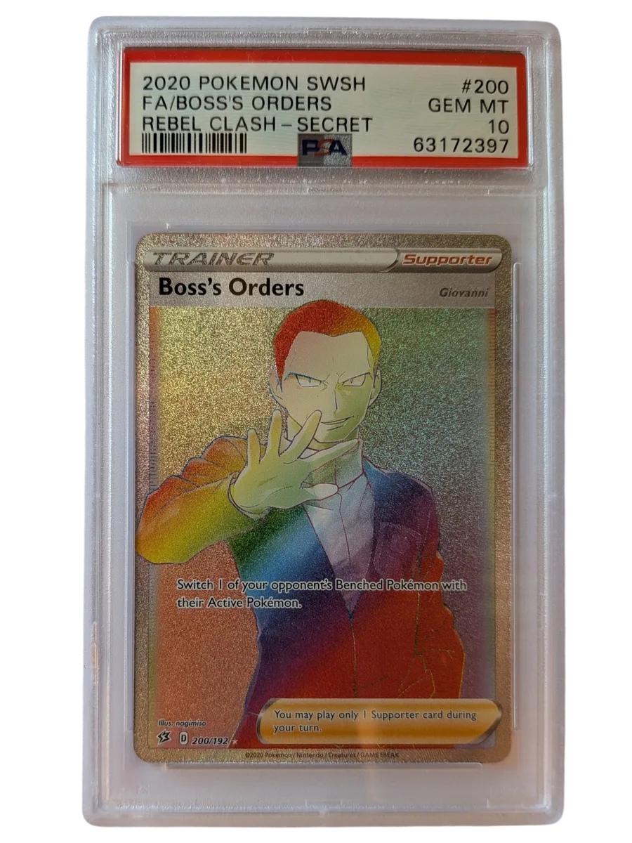 FA BOSS'S ORDERS 200 PSA 10 REBEL CLASH SECRET 2020 POKEMON SWSH
