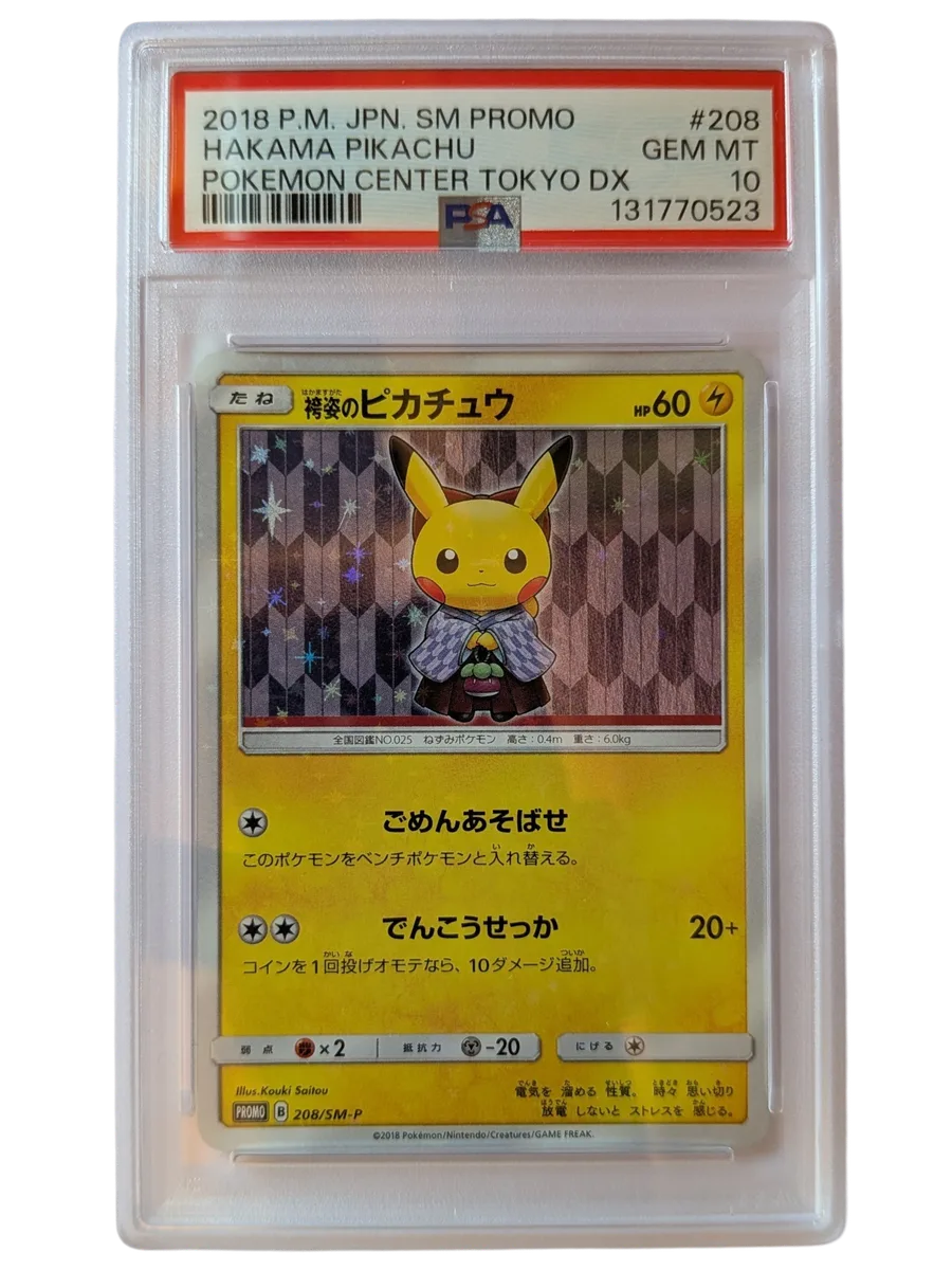 HAKAMA PIKACHU 208 PSA 10 POKEMON CENTER TOKYO DX 2018 P.M. JPN. SM PROMO
