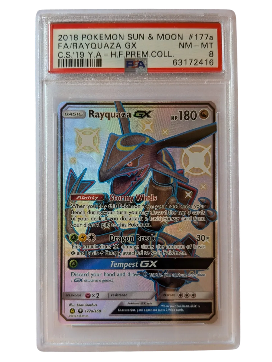 FA RAYQUAZA GX 177a PSA 8 C.S. 19 Y.A. H.F. PREM. COLL. 2018 POKEMON SUN & MOON