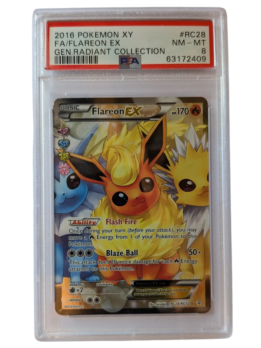 FA FLAREON EX RC28 PSA 8 GEN RADIANT COLLECTION 2016 POKEMON XY